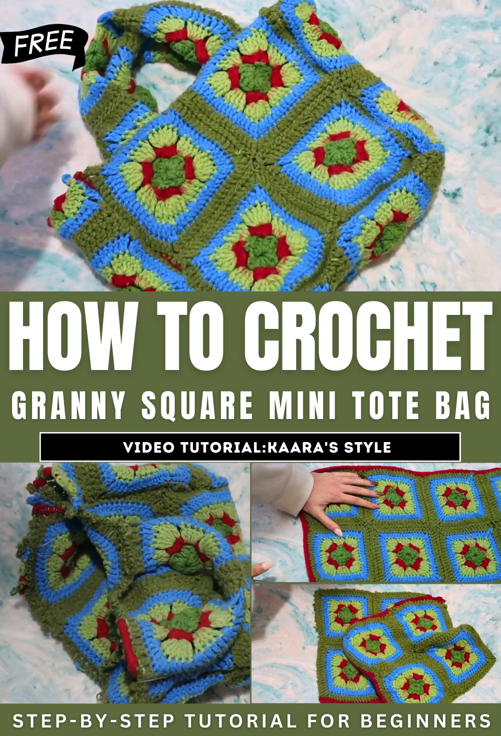 How to Crochet Granny Square Crochet Mini Tote Bag