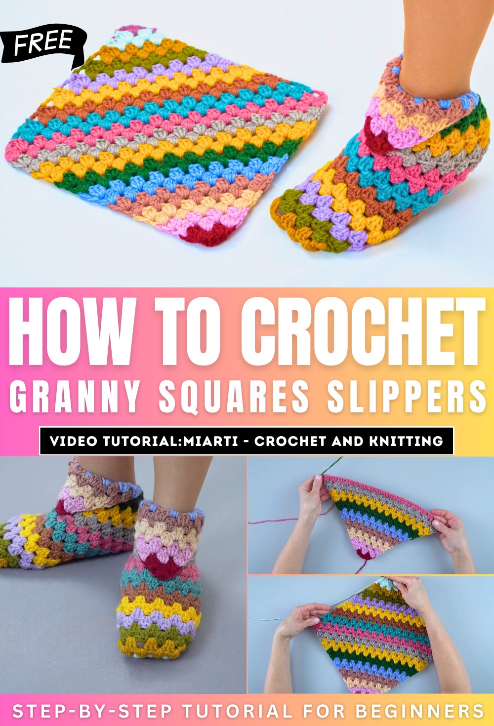 How to Crochet Granny Squares Slippers