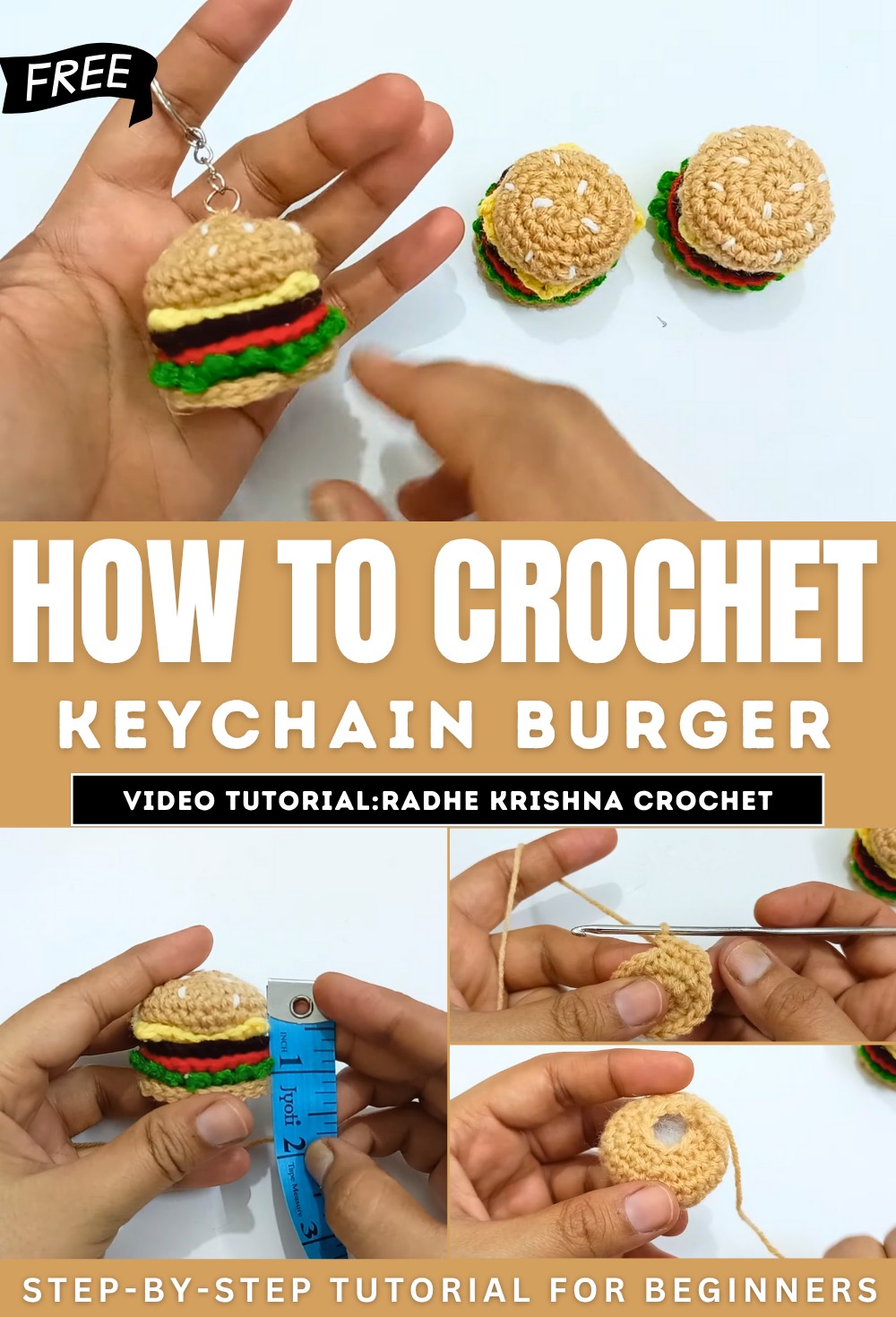 How to Crochet Keychain Burger