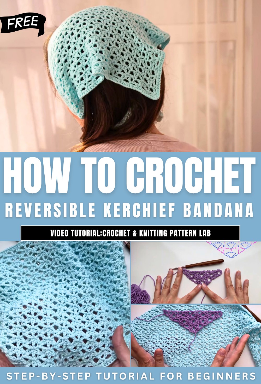 How to Crochet Reversible Kerchief Bandana
