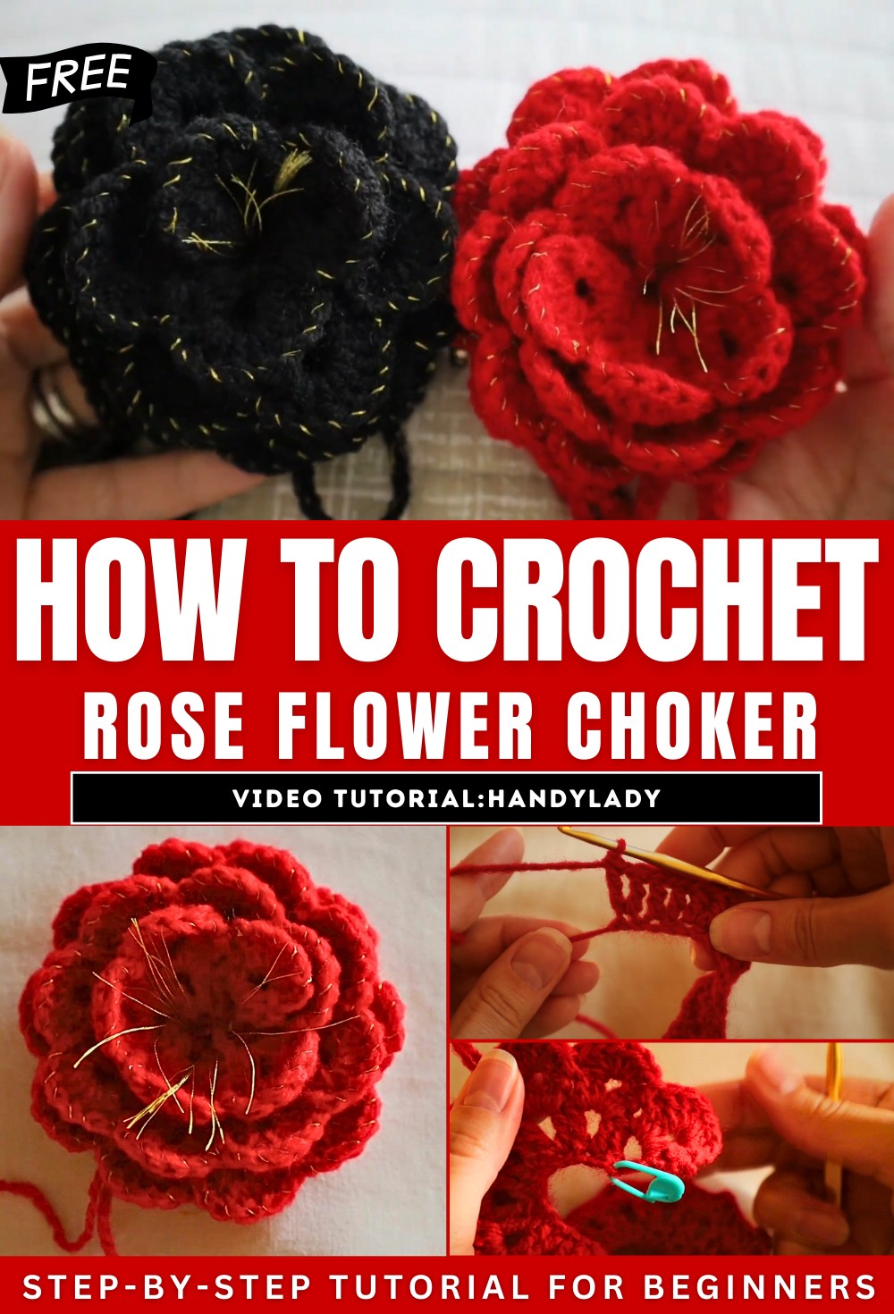 How to Crochet Rose Flower Choker