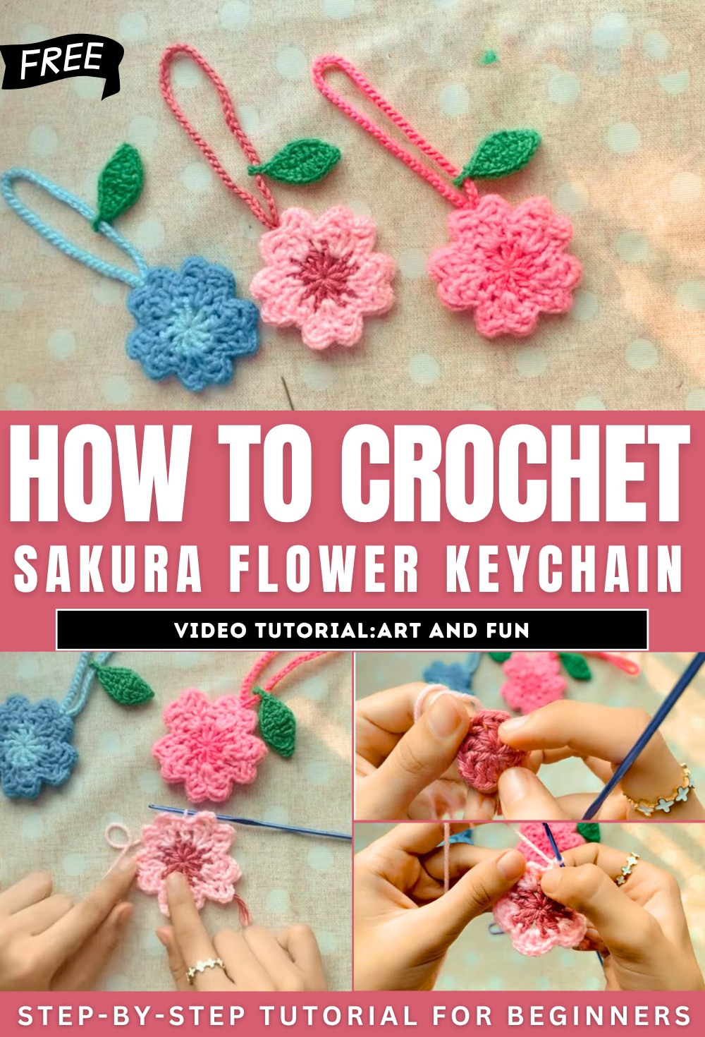 How to Crochet Sakura Flower Keychain