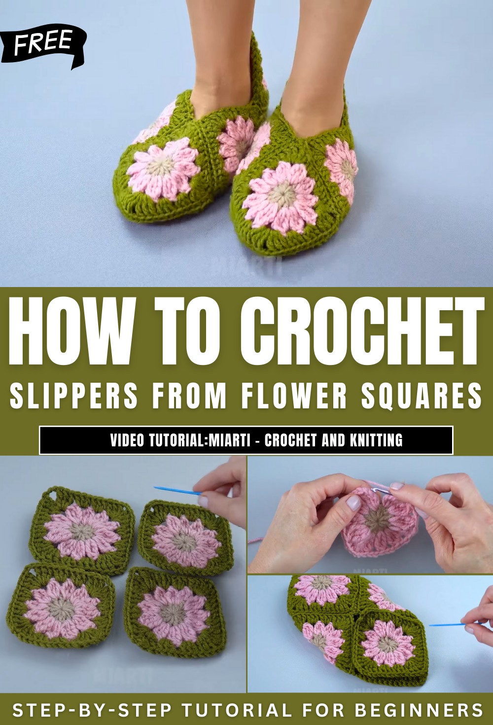 How to Crochet Slippers From Flower Squares