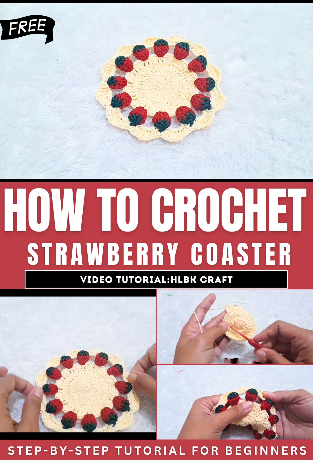How to Crochet Strawberry Coaster