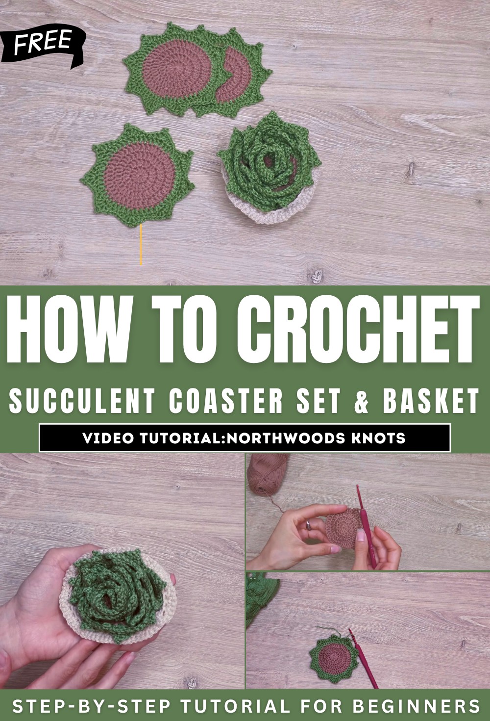 How to Crochet Succulent Coaster Set & Basket
