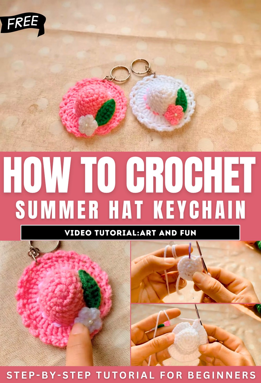 How to Crochet Summer Hat Keychain