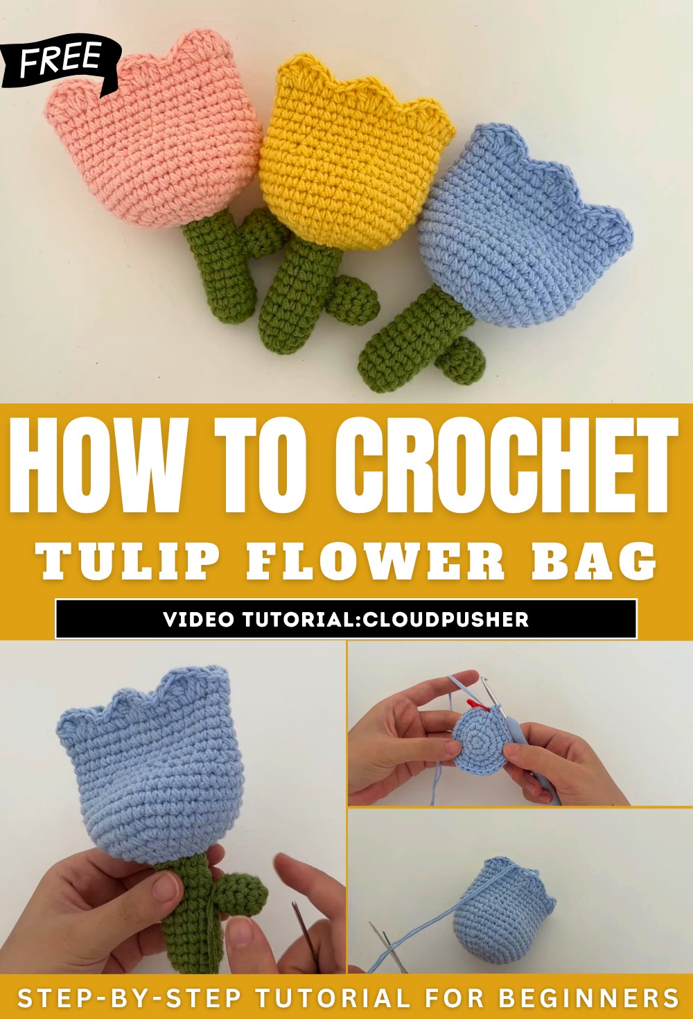 How to Crochet Tulip Flower Bag for Spring