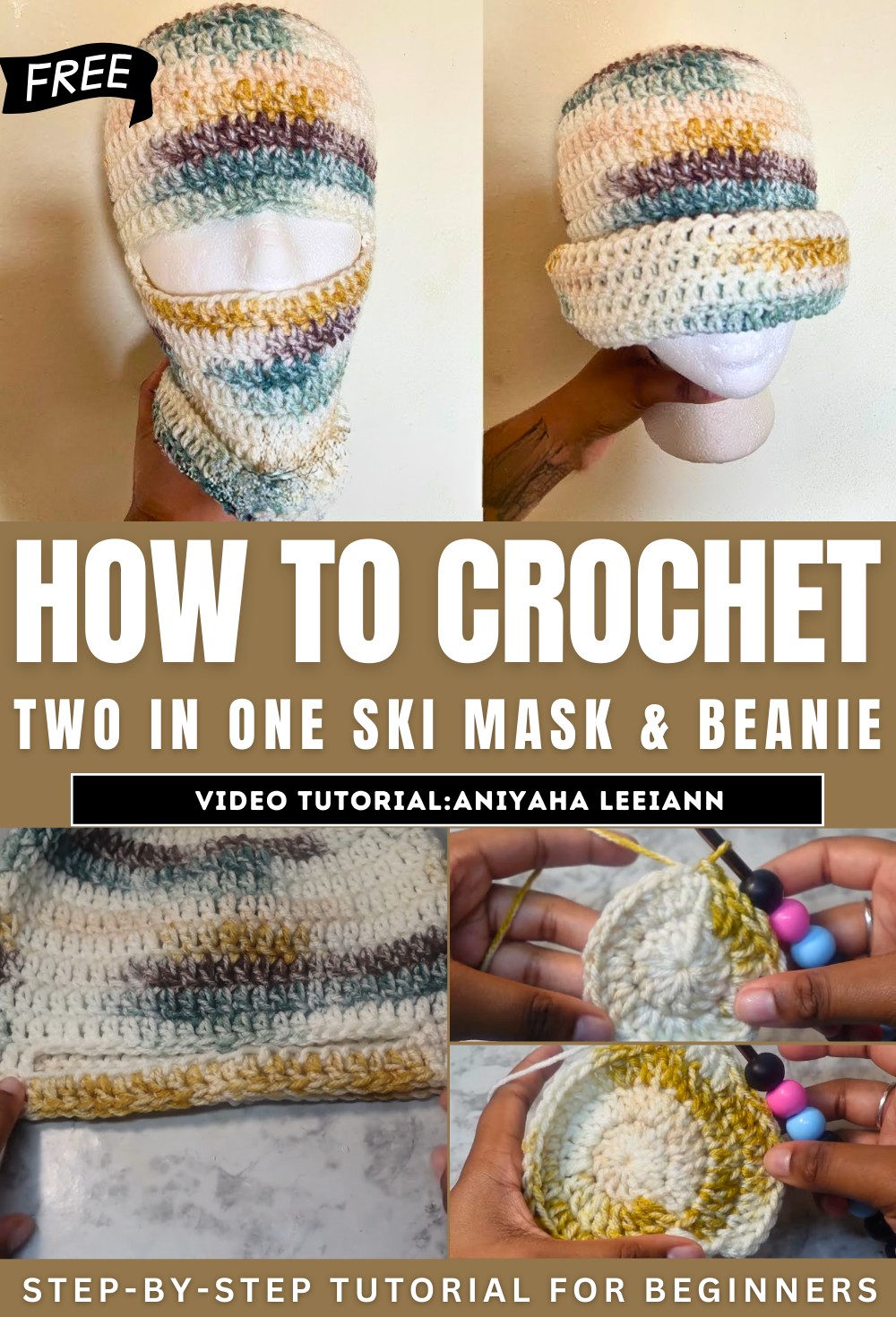 How to Crochet Two In One Ski Mask & Beanie