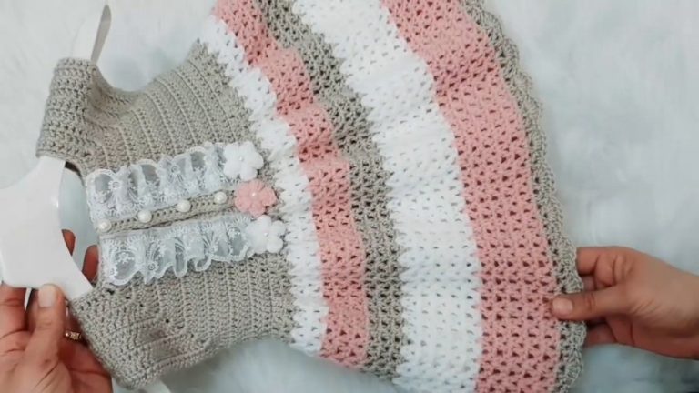 How To Crochet A Baby Dress 0-12 Months  for Newborns