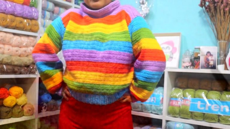 How to Crochet Oversized Rainbow Sweater for Beginners