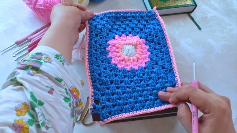 How To Crochet Book Cover with Granny Stitch