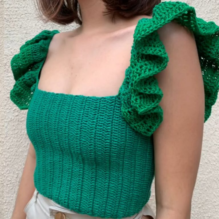 Graceful Crochet Ruffled Sleeves Top Pattern that Flowy Fashion Feel