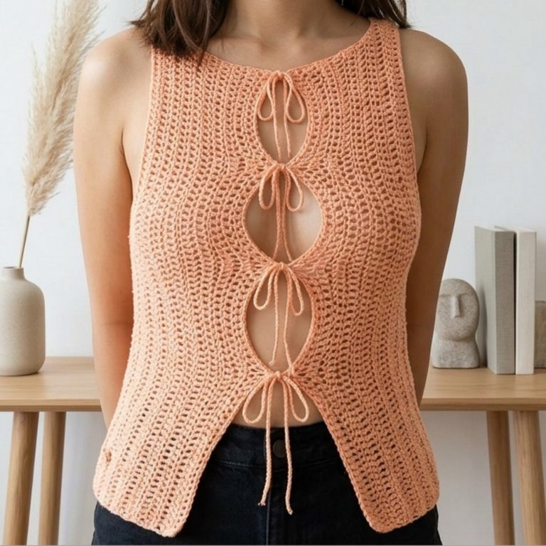 CROCHET KEYHOLE TOP TUTORIAL I beginner friendly, step by step 10