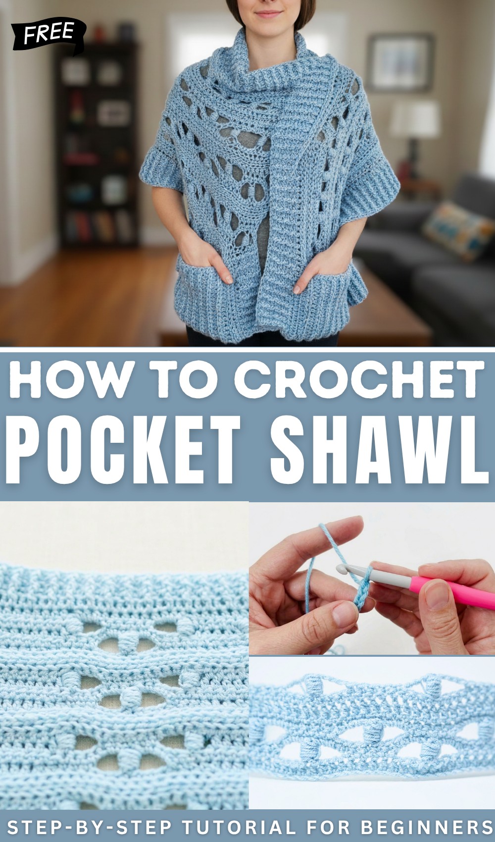 CROCHET POCKET SHAWL - FREE CROCHET PATTERN 1
