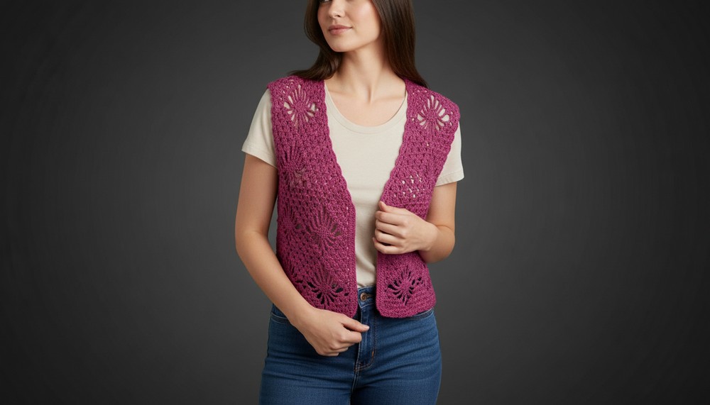 Chablis Sun Vest Classic pattern vest knitted using the top-down method 2