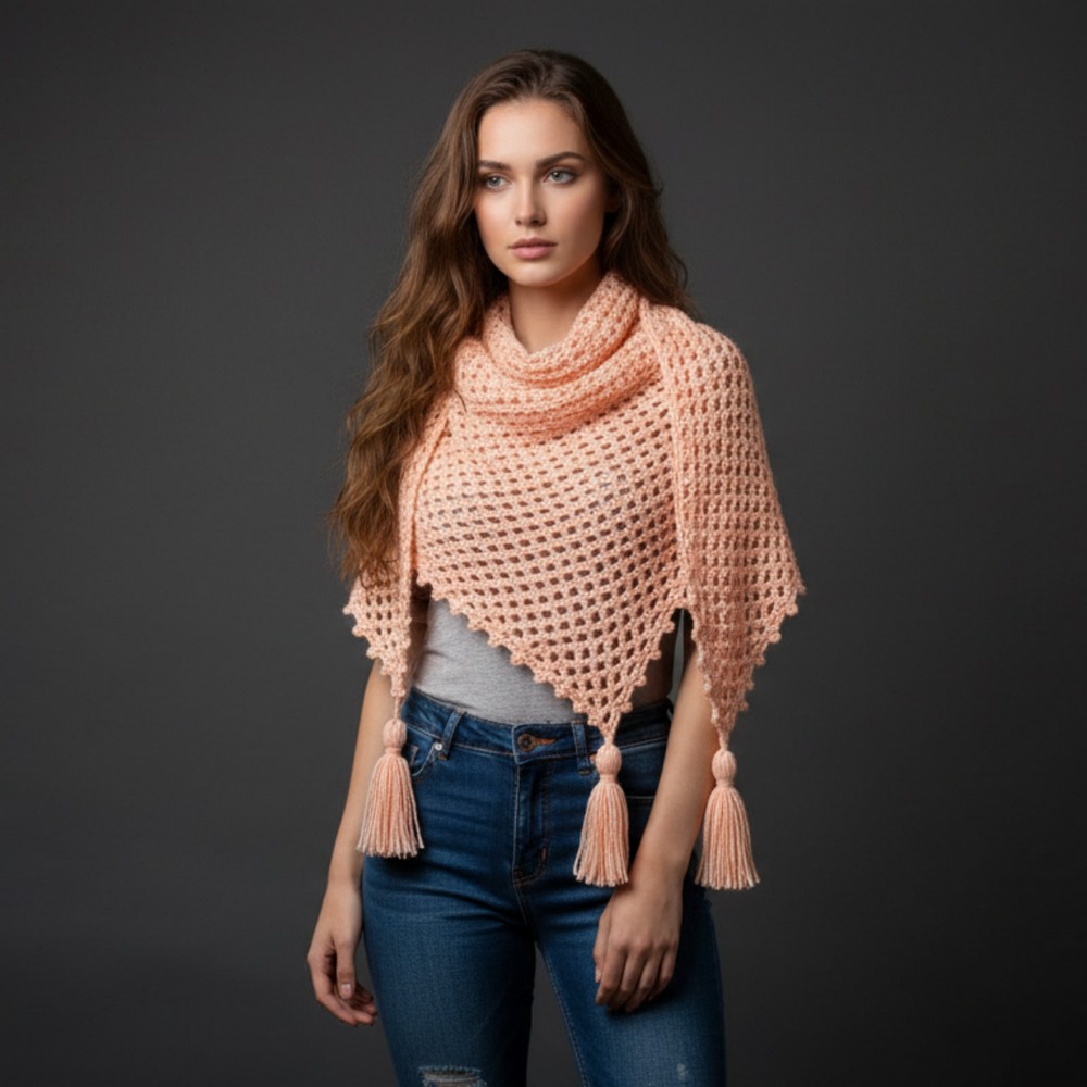 Chal triangular a crochet – Ideal para principiantes 10