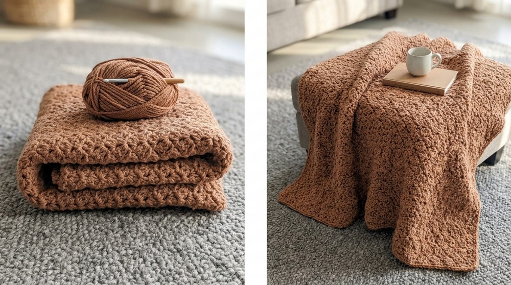 Chunky One-Row Repeat Crochet Blanket Tutorial 2