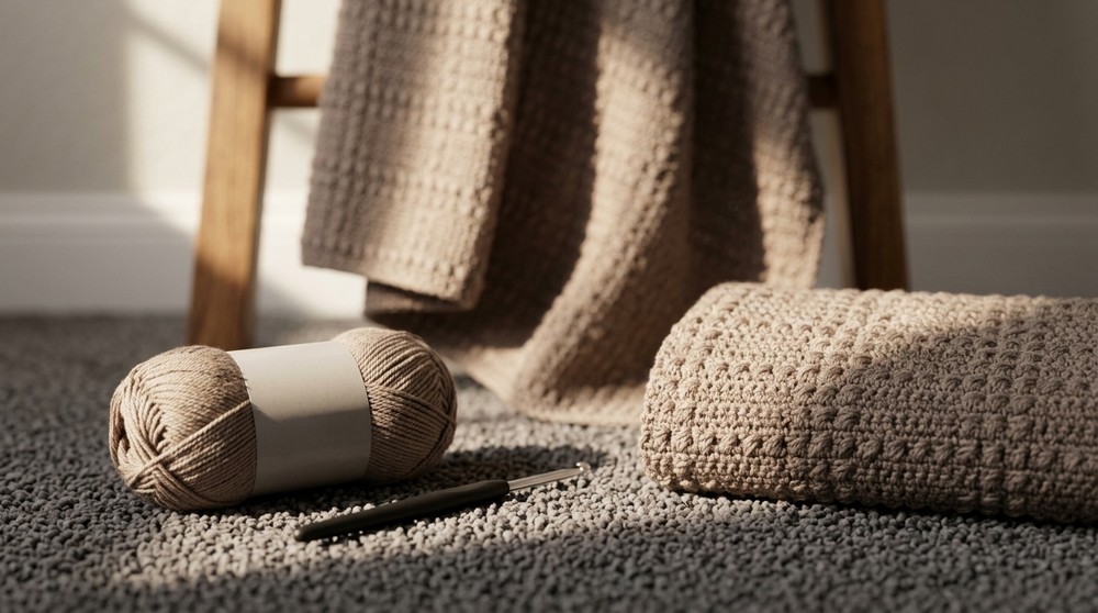 Crochet Berry Stitch Windowpane Baby Blanket 2