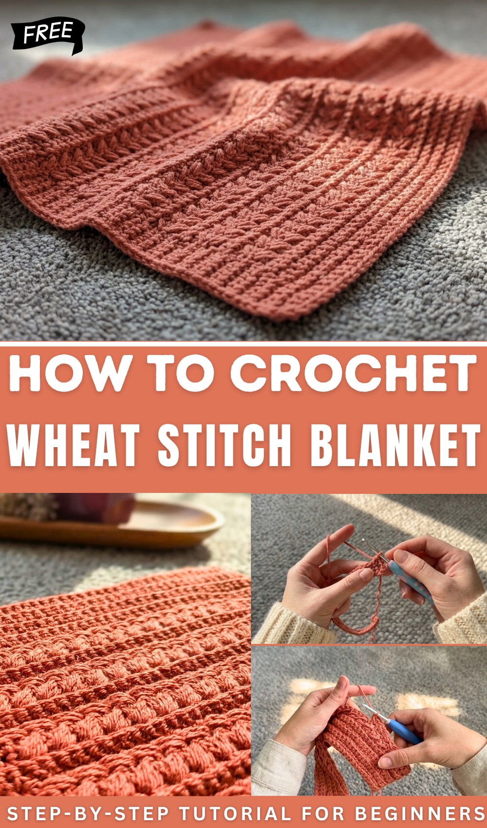 Crochet Blanket for Beginners with the Wheat Stitch 1