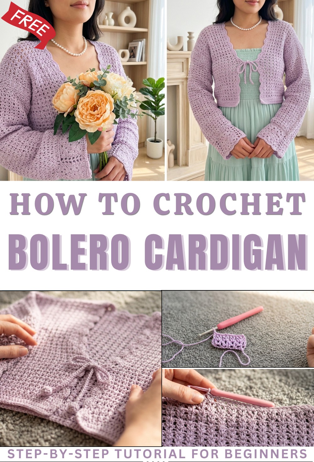 Crochet Bolero Cardigan With Ties Tutorial For Beginners 1