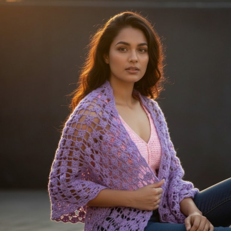 Lightweight Free Crochet Floral Shawl Pattern for Easy Styling