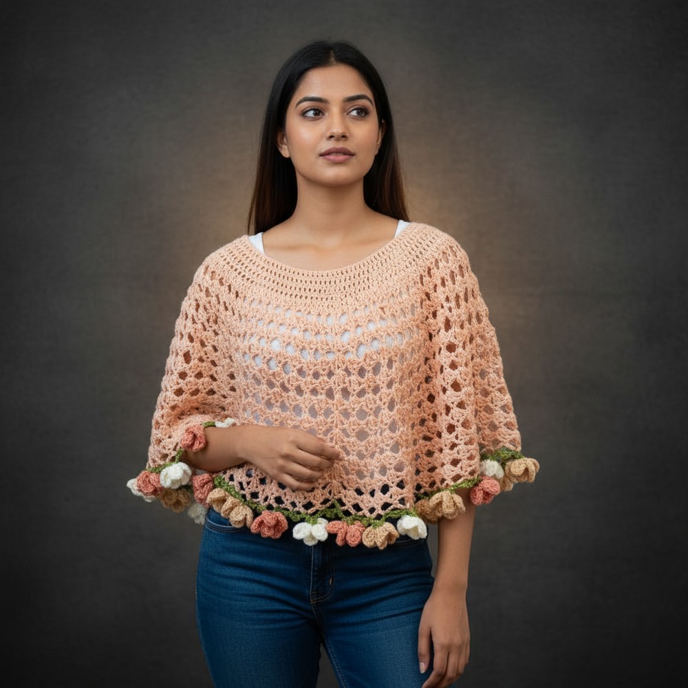 Crochet Flower Bouquet Poncho Tutorial Easy & Beginner-Friendly (9)