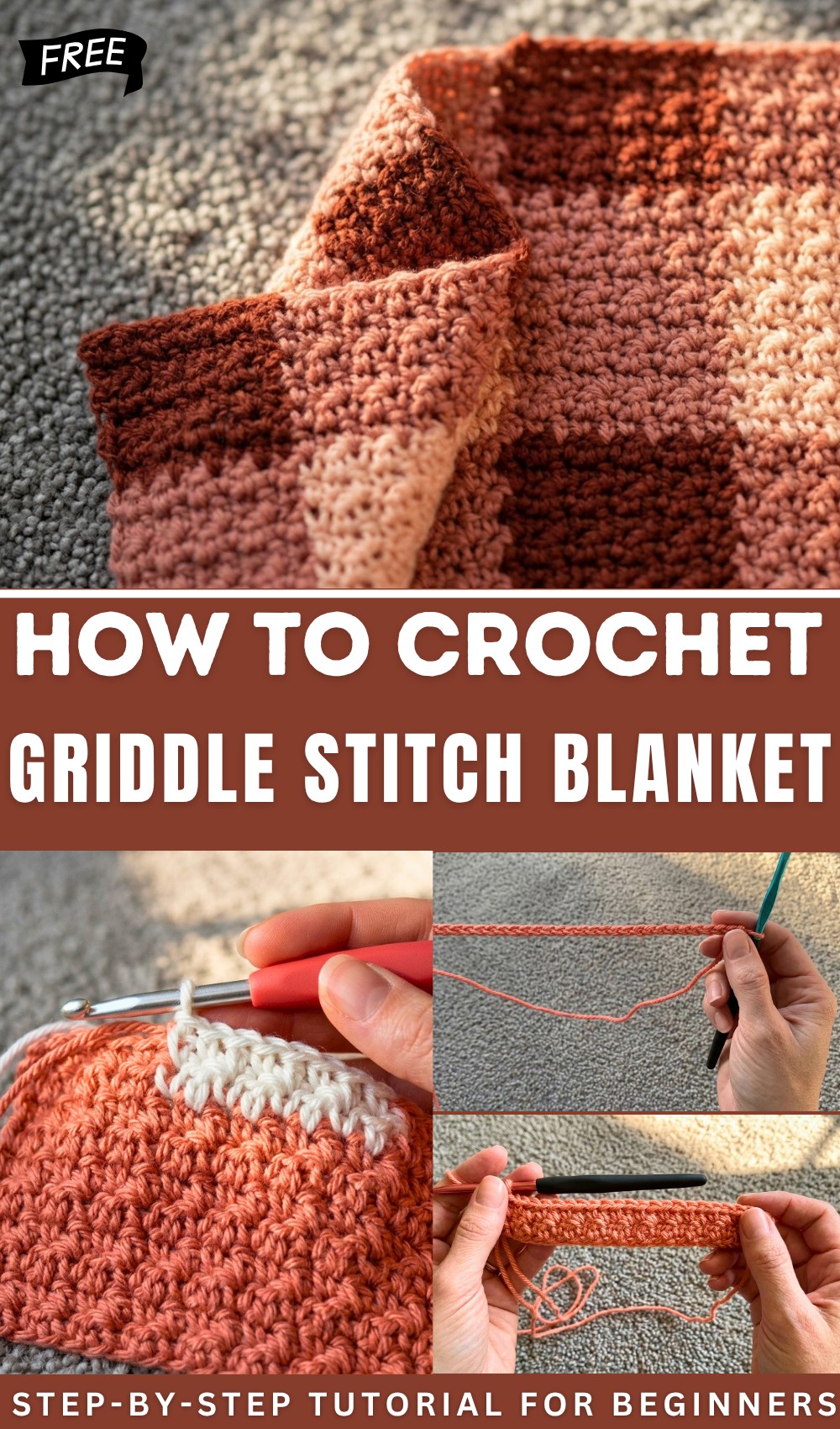 Crochet Griddle Stitch Gingham Blanket 1
