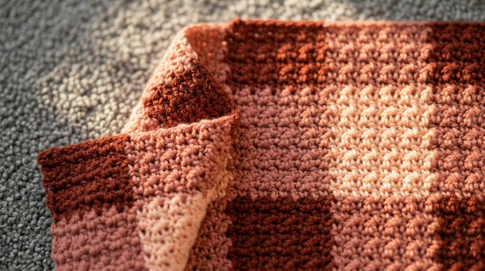 Crochet Griddle Stitch Gingham Blanket 2