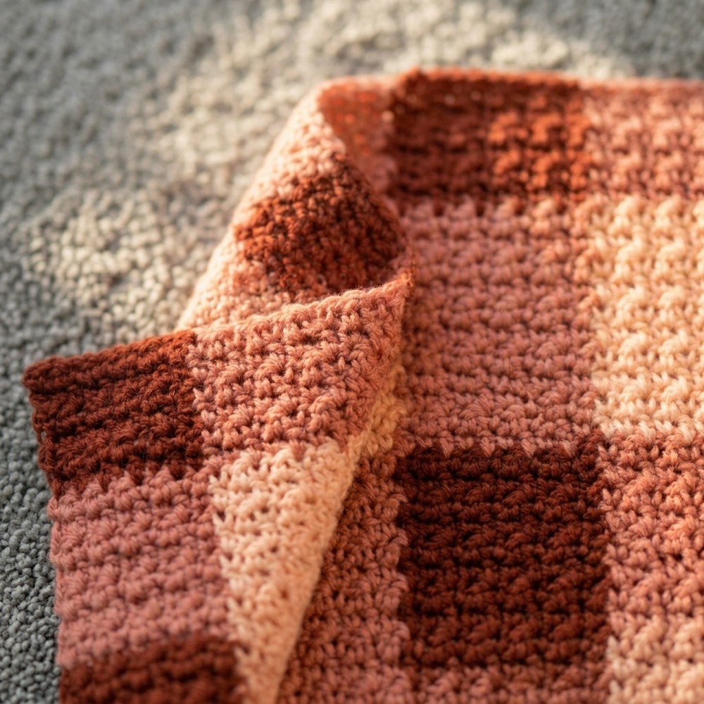 Crochet Griddle Stitch Gingham Blanket 8