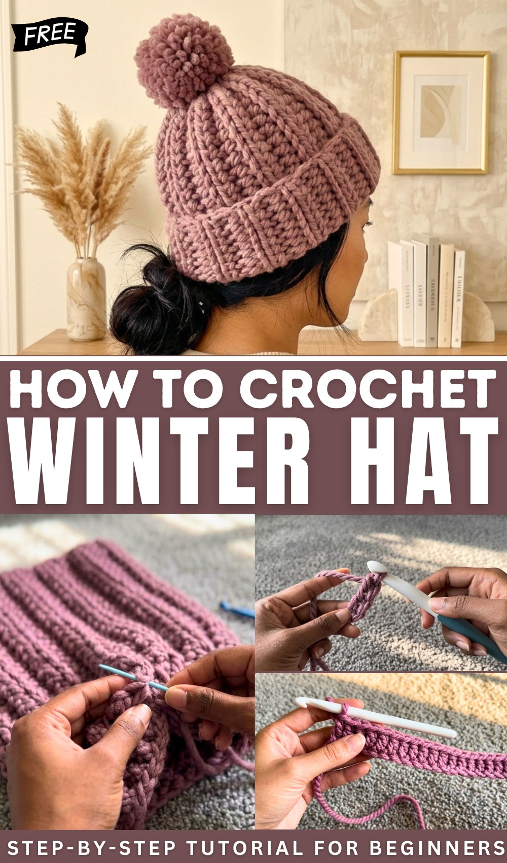 Crochet Knit-Like Thick Winter Hat 1