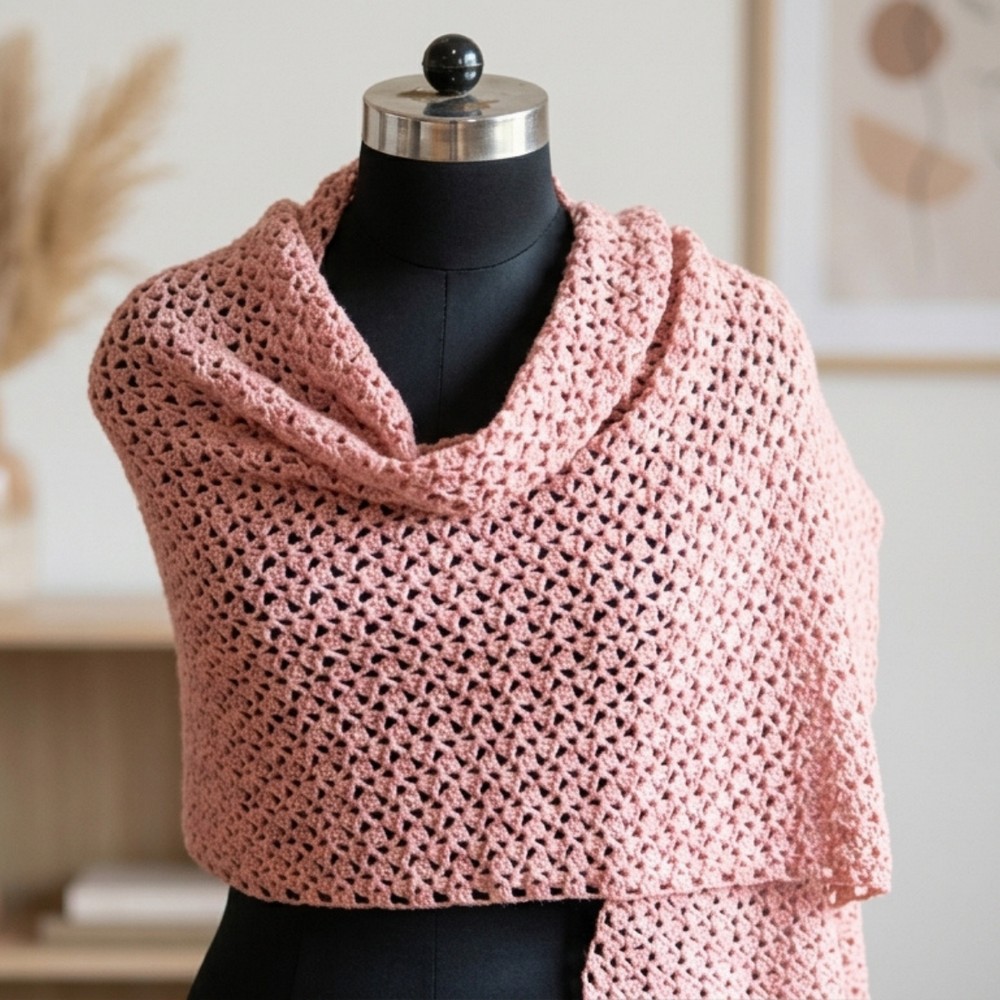 Crochet Lace Shawl Tutorial One Row Repeat Pattern 9