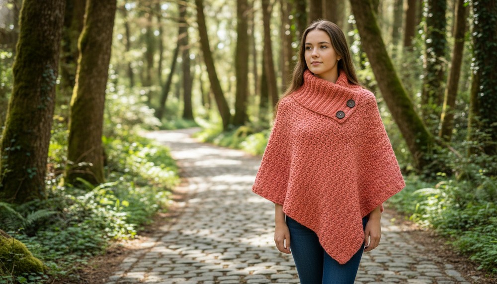 Crochet Poncho with Collar 2