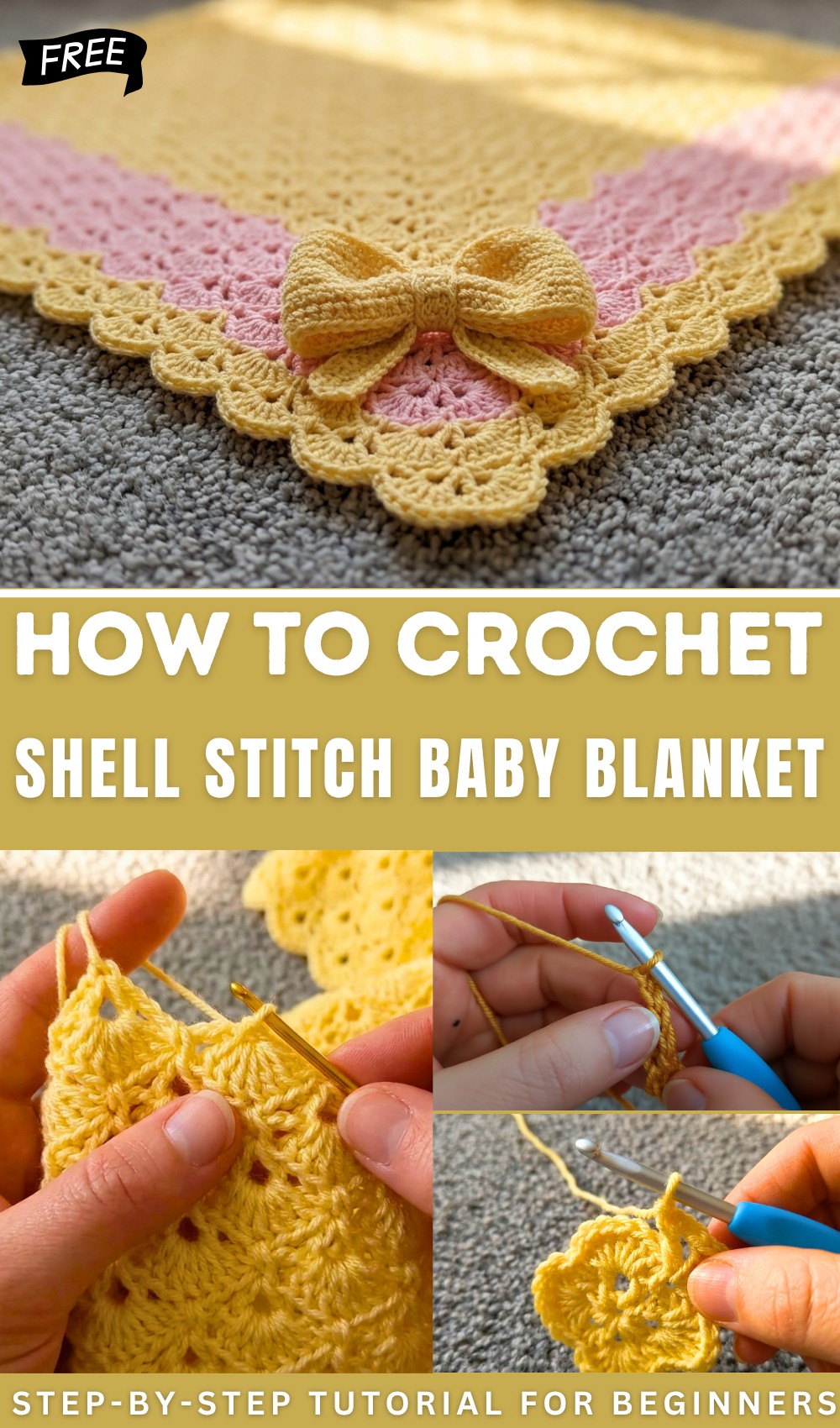 Crochet Shell Stitch Baby Blanket in the Round 1