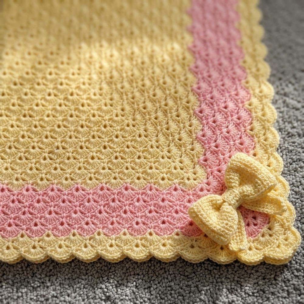 Crochet Shell Stitch Baby Blanket in the Round 10