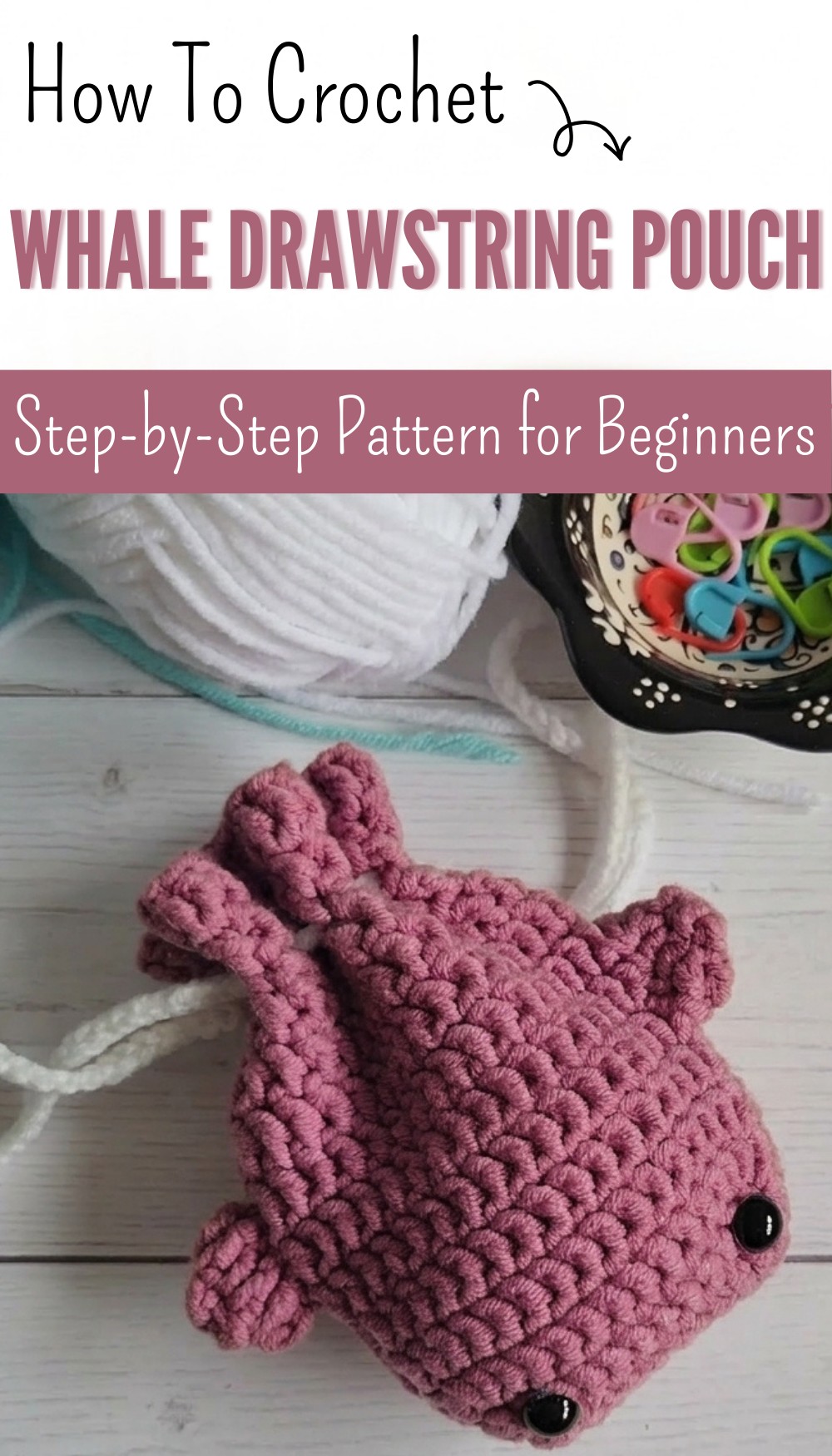 Crochet a Whale Drawstring Pouch 10