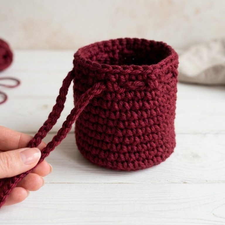Free Crochet Drawstring Pouch Pattern for On-the-Go Use