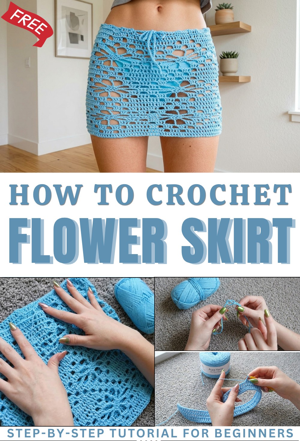 Crochet flower skirt tutorial beginner-friendly! 1