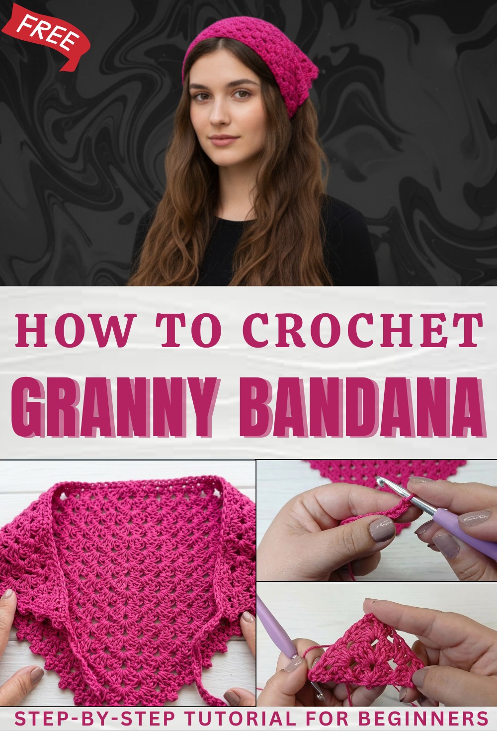 Crochet granny bandana - Easy, quick and step by step 1
