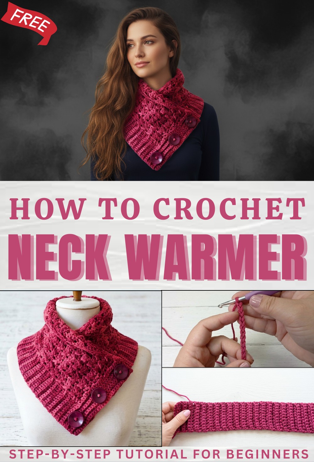 Crochet neck warmer with a rectangle - Easy and for beginners 1