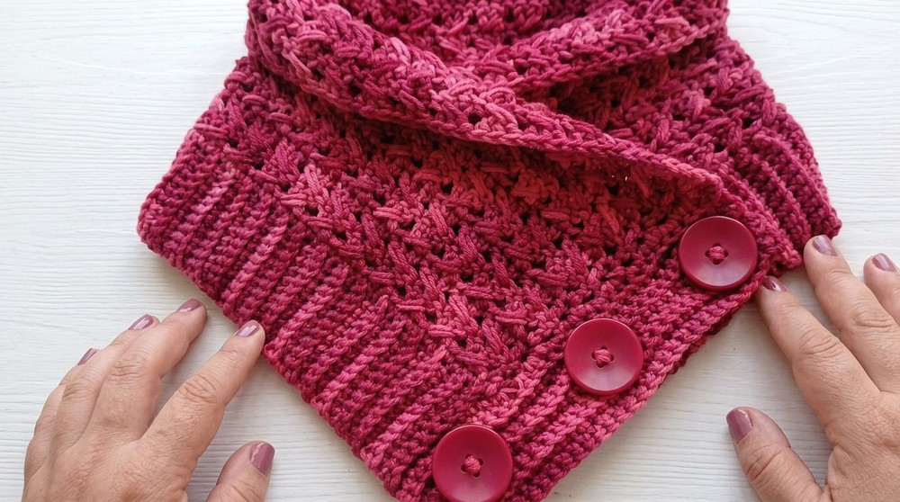Crochet neck warmer with a rectangle - Easy and for beginners 6