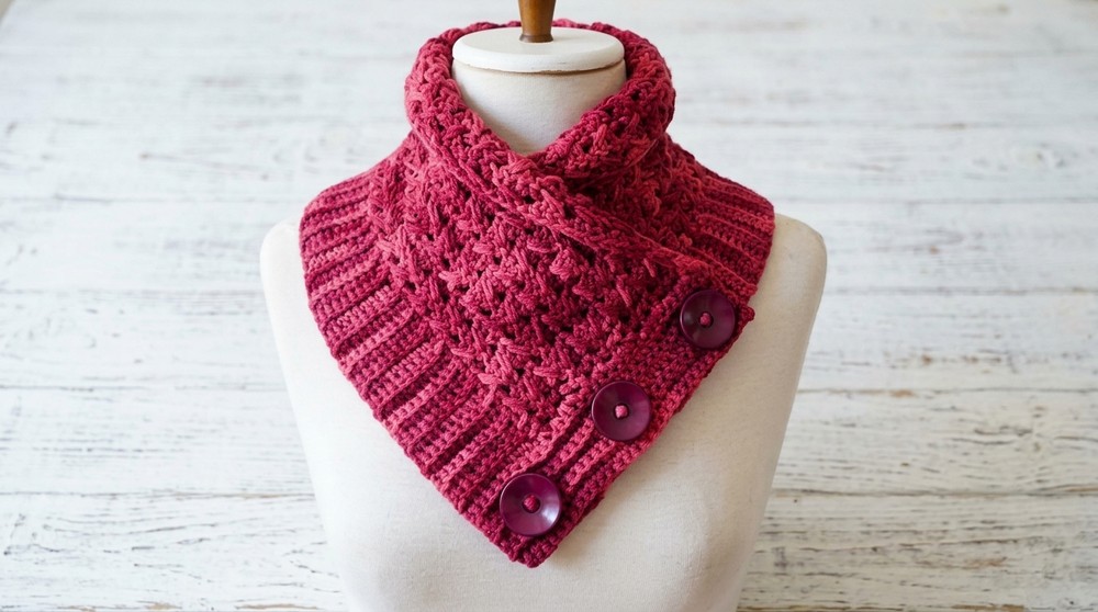 Crochet neck warmer with a rectangle - Easy and for beginners 7
