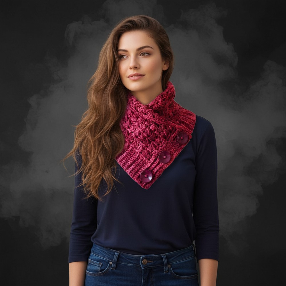 Crochet neck warmer with a rectangle - Easy and for beginners 9