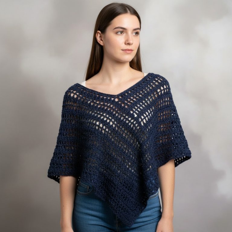 Crochet poncho made with 1 rectangle - With instructions for all sizes 12
