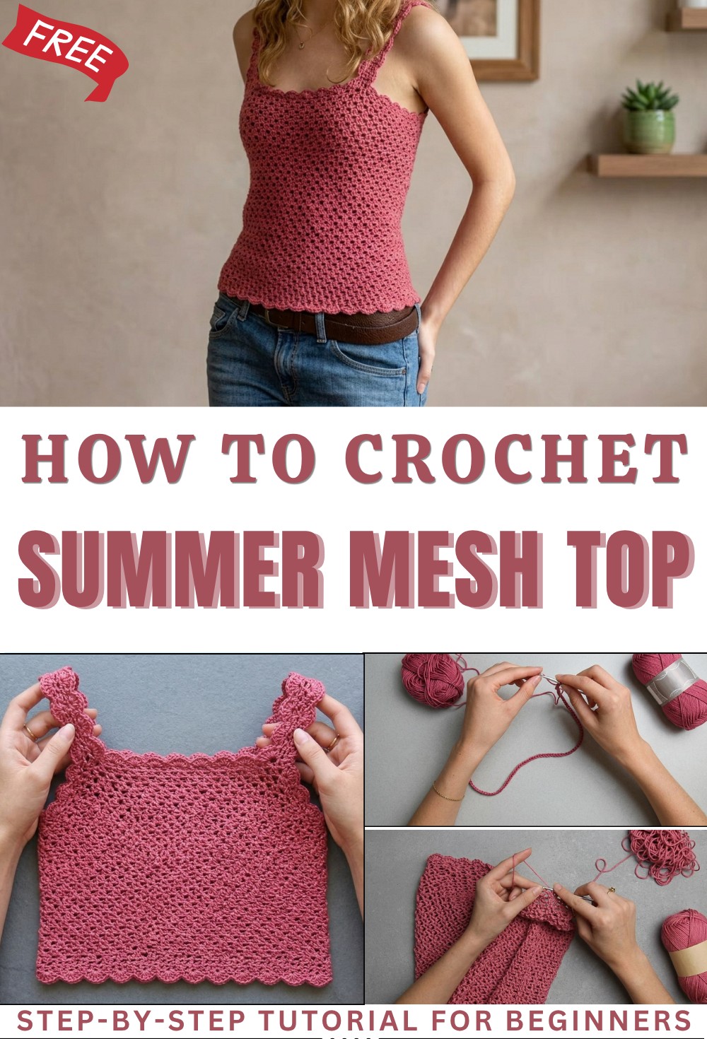 Crochet summer mesh top tutorial 1
