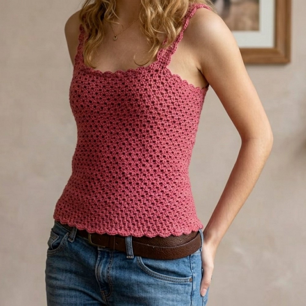 Crochet summer mesh top tutorial 10