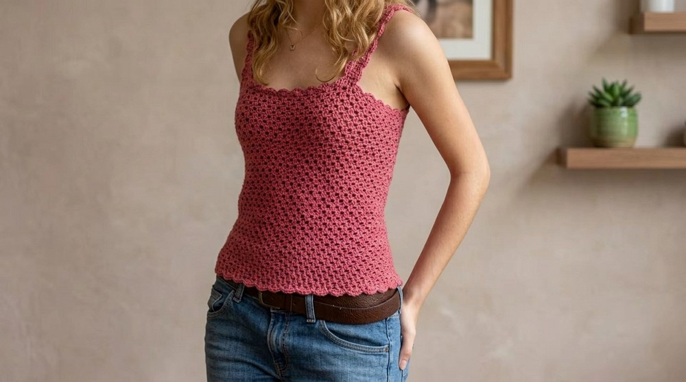 Crochet summer mesh top tutorial 2