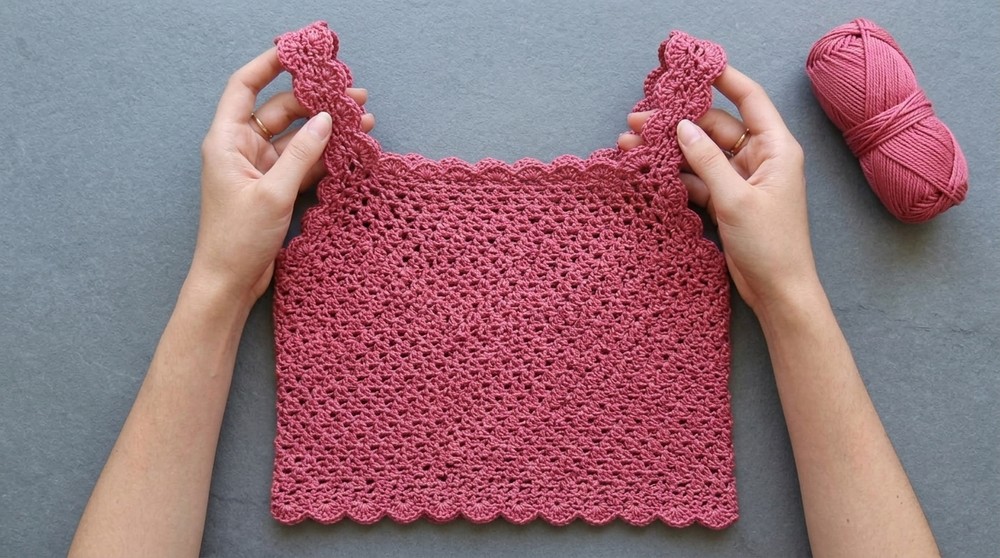 Crochet summer mesh top tutorial 8