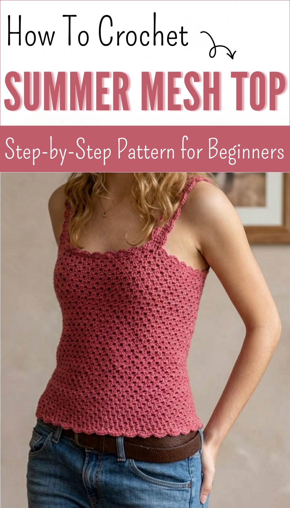 Crochet summer mesh top tutorial 9