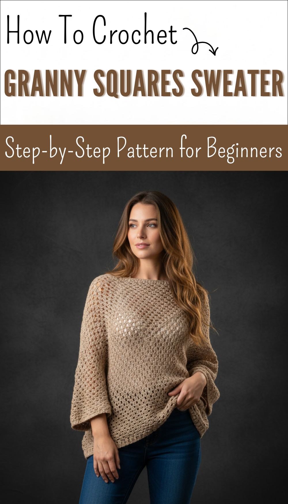 Crochet sweater with 2 granny squares - All sizes 8