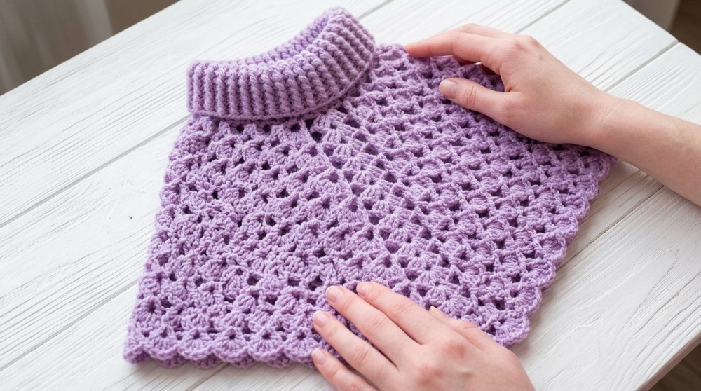 Crochet turtleneck poncho very easy all sizes 7